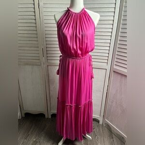Chico’s, pink, maxi, elastic waste, ruffled bottom, sz4